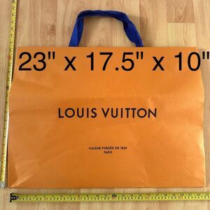 LV Louis Vuitton Paper Shopping Bag - X large orange, 23" x 17.5" x 10" | FLAWED
